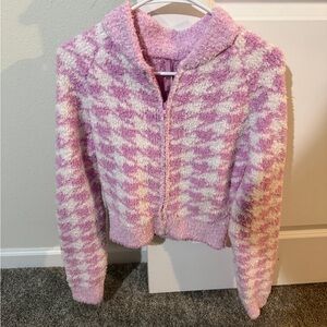 SKIMS NWT Cozy zip up Pink and White Jacket
